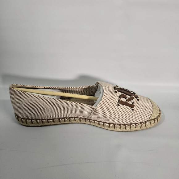 Lauren Ralph Lauren Cameryn Canvas & Leather Espadrilles Flats Logo 8.5 NIB - Picture 3 of 11